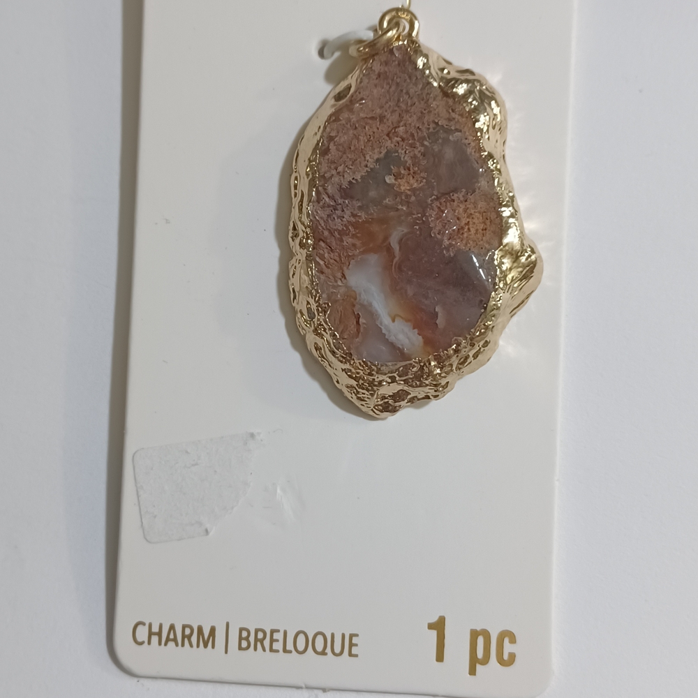 New Signature bead Agate Druzy Pendant with Gold Plating